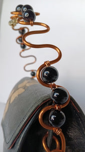 Beaded Copper Handle Purse (Black)