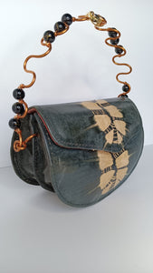 Beaded Copper Handle Purse (Black)