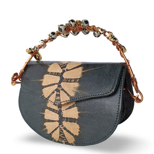 Beaded Copper Handle Purse (Black)