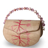 Beaded Copper Handle Batik Purse (Beige)