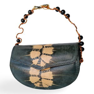 Beaded Copper Handle Purse (Black)