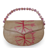 Beaded Copper Handle Batik Purse (Beige)