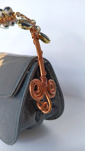 Beaded Copper Handle Purse (Black)