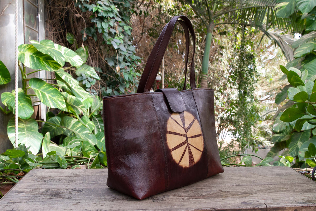 Leather Shoulder Bag Tote Flat Handbag Dark Brown Leather Bag - Etsy